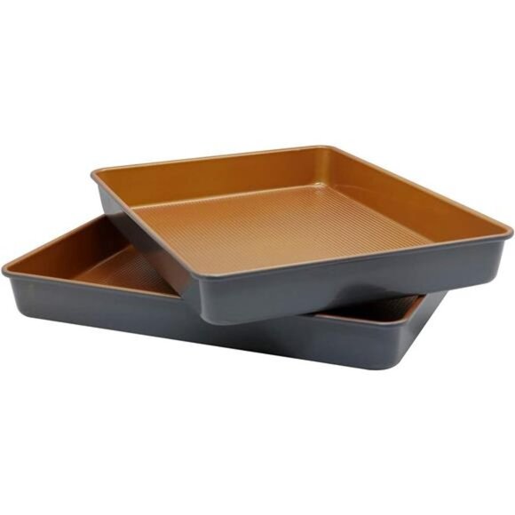 15''x11''x2'' Deep Large Half Sheet Cake Pan Set, 1/2 Size Rectangular 2-Piece - Picture 1 of 7